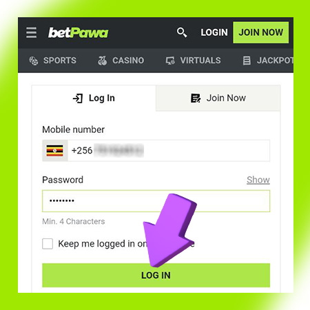 Log in to Betpawa