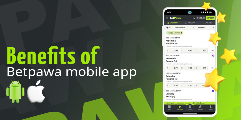 The main benefits of using the Betpawa mobile app